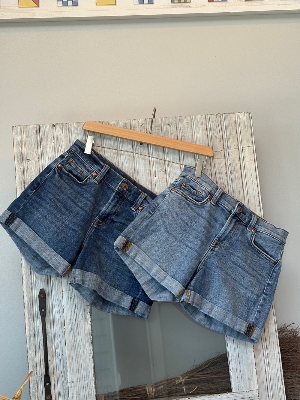 7 for all mankind Mid Roll Shorts Denim Cuffed Size 25 BUNDLE OF 2 Pairs
